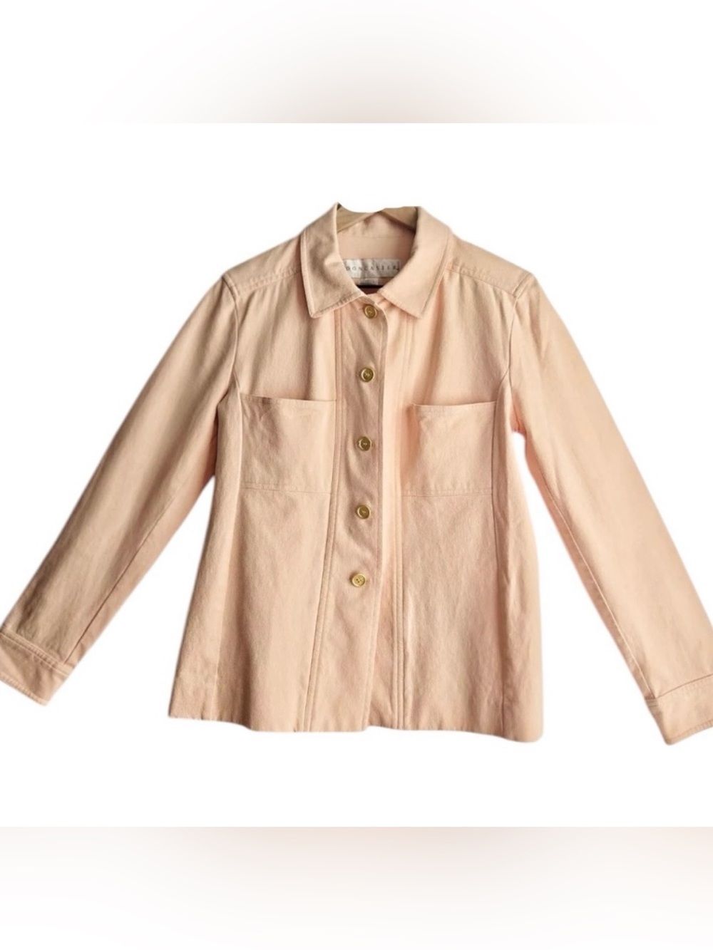 DONCASTER WOMENS VINTAGE COTTON BUTTON DOWN PEACH JACKET GOLD BUTTONS STRETCHY 2